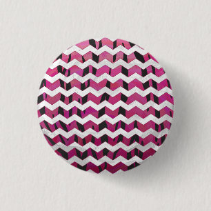 Chevron Tiger Hot Pink and Black Print 3 Cm Round Badge
