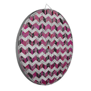 Chevron Tiger Hot Pink and Black Print Dartboard