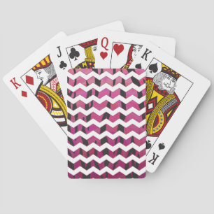 Chevron Tiger Hot Pink and Black Print Playing Cards