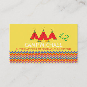 Chevron Tipi, Kid's Camping Birthday Party Ticket Enclosure Card