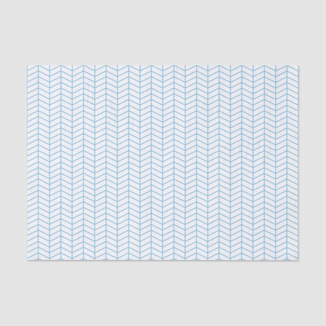 Chevron Tissue Paper - Light Blue on White (Front)