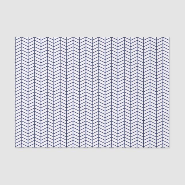 Chevron Tissue Paper - Navy Blue on White (Front)