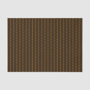 Chevron Tissue Paper - Orange on Black