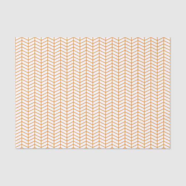 Chevron Tissue Paper - Orange on White (Front)