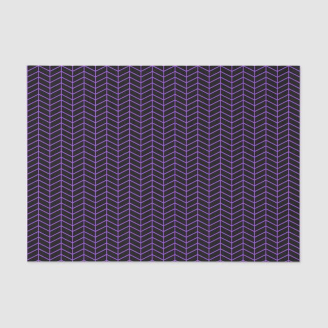 Chevron Tissue Paper - Purple on Black (Front)
