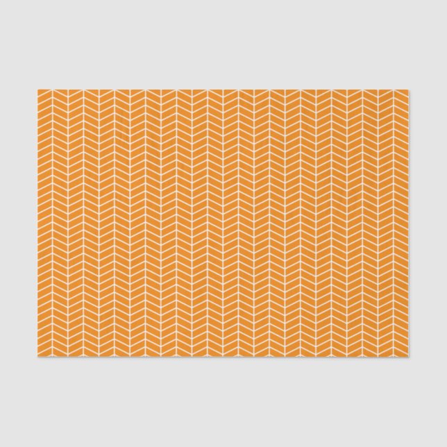 Chevron Tissue Paper - White on Orange (Front)