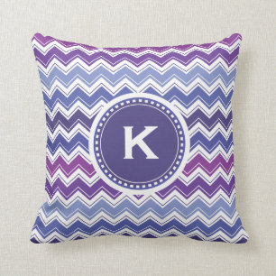 Chevron Tribal ZigZag Pattern in Blue and Purple Cushion