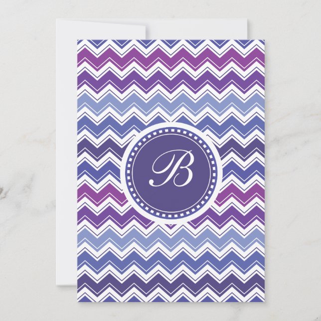 Chevron Tribal ZigZag Pattern in Blue and Purple Invitation (Front)