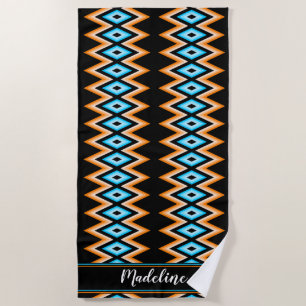 Chevron Tropical Custom name Modern Pattern Beach Beach Towel