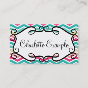 Chevron Turquoise Pink Custom Business Card