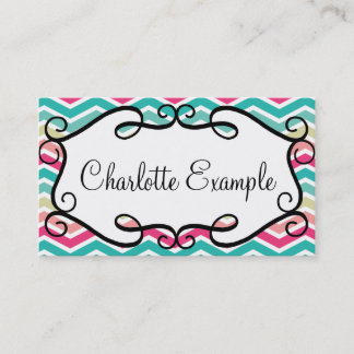 Chevron Turquoise Pink Custom Business Card