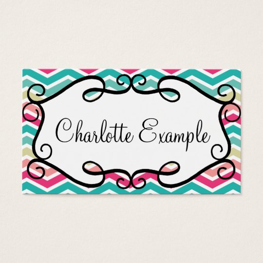Chevron Turquoise Pink Custom Business Card
