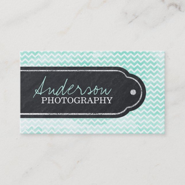 Chevron Watercolour Business Card (Front)