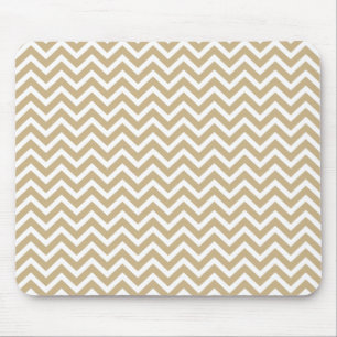 Chevron Wavy Stripes in Christmas Gold & White Mouse Mat