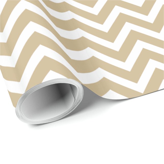 Chevron Wavy Stripes in Christmas Gold & White Wrapping Paper (Roll Corner)