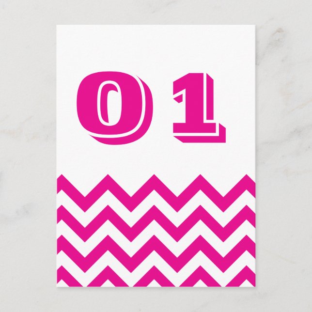Chevron Wedding Table Number Cards (Front)