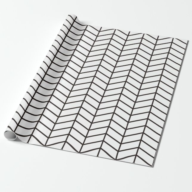 Chevron Wrapping Paper - Black on White |XL| (Unrolled)