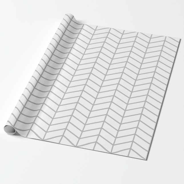 Chevron Wrapping Paper - Grey on White |XL| (Unrolled)