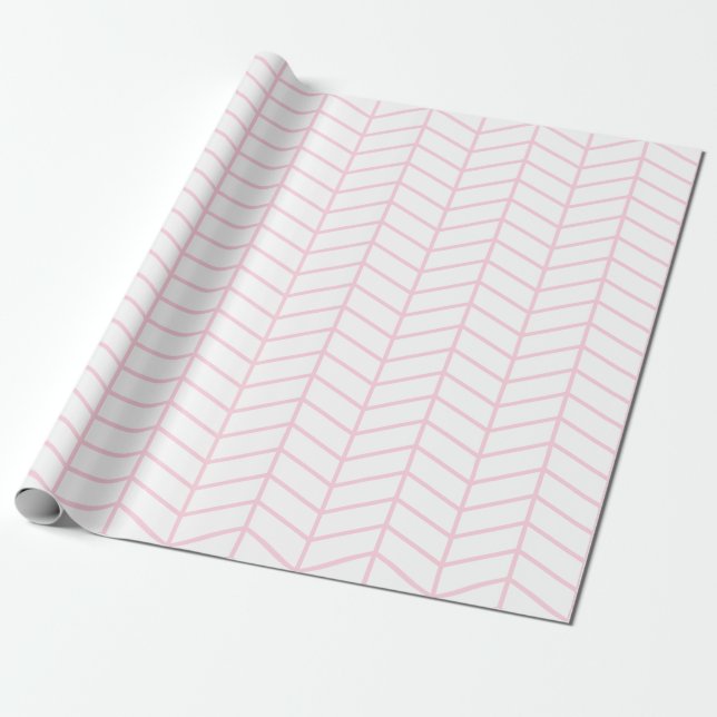 Chevron Wrapping Paper - Light Pink on White |XL| (Unrolled)