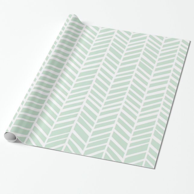 Chevron Wrapping Paper - Mint (Unrolled)