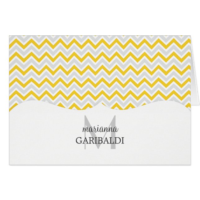 Chevron Yellow and Modern Personalised (Front Horizontal)