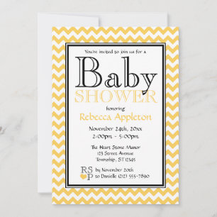 Chevron Yellow & White Baby Shower Invitations