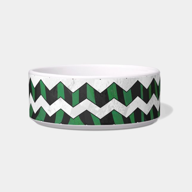 Chevron Zebra Black and Green Print Bowl (Right)