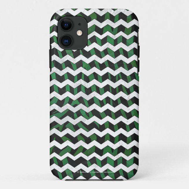 Chevron Zebra Black and Green Print Case-Mate iPhone Case (Back)