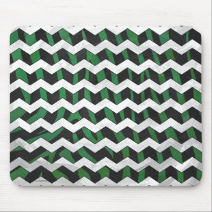 Chevron Zebra Black and Green Print Mouse Mat