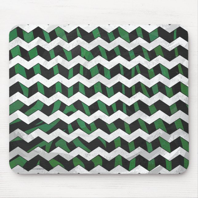 Chevron Zebra Black and Green Print Mouse Mat (Front)