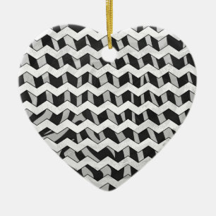 Chevron Zebra Black and Grey Ceramic Tree Decoration