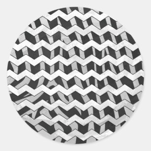 Chevron Zebra Black and Grey Classic Round Sticker