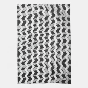 Chevron Zebra Black and Grey Tea Towel