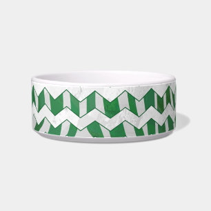 Chevron Zebra Green and White Print Bowl