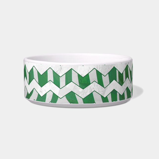 Chevron Zebra Green and White Print Bowl (Right)