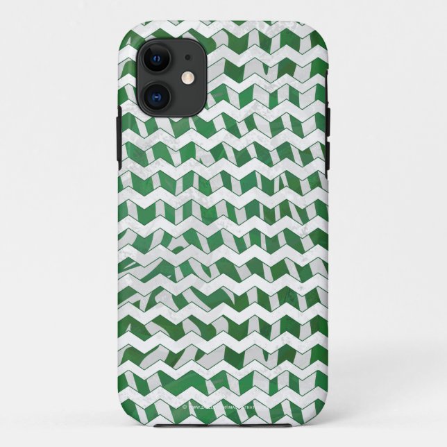 Chevron Zebra Green and White Print Case-Mate iPhone Case (Back)