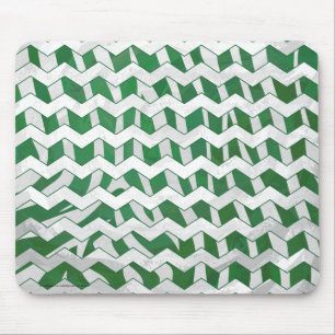 Chevron Zebra Green and White Print Mouse Mat