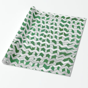 Chevron Zebra Green and White Print Wrapping Paper