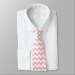 Chevron Zig Zag Pattern Chic Pink White Scandi   Tie<br><div class="desc">Classic chevron pattern,  Scandinavian nordic pastel pink and white home decor and gifts. Chevron zigzag v shaped traditional boho pattern aesthetic neck tie.</div>