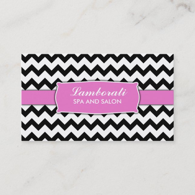 Chevron Zig Zag Pattern Makeup Artist Pink Business Card (Front)