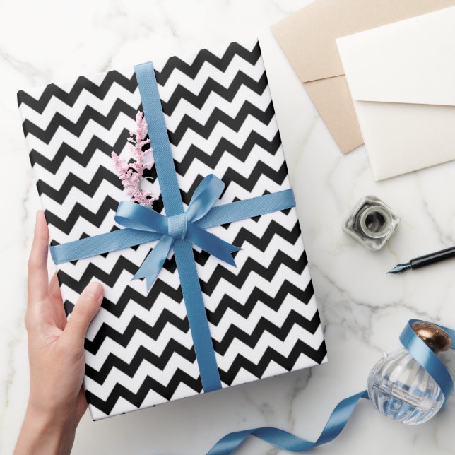 Chevron Zig Zag Pattern Pastel Black White Scandi Wrapping Paper (Gifting)