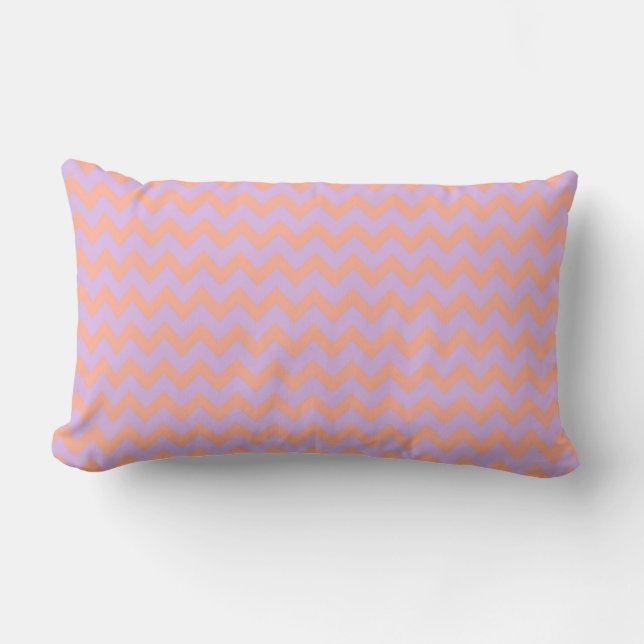 Chevron Zig Zag Pattern Pastel Lilac Peach Preppy  Lumbar Cushion (Front)