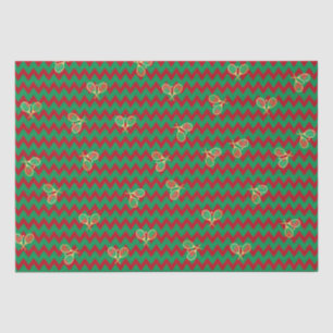 Chevron Zig Zag Ruby Red Green Christmas Tennis  Tissue Paper