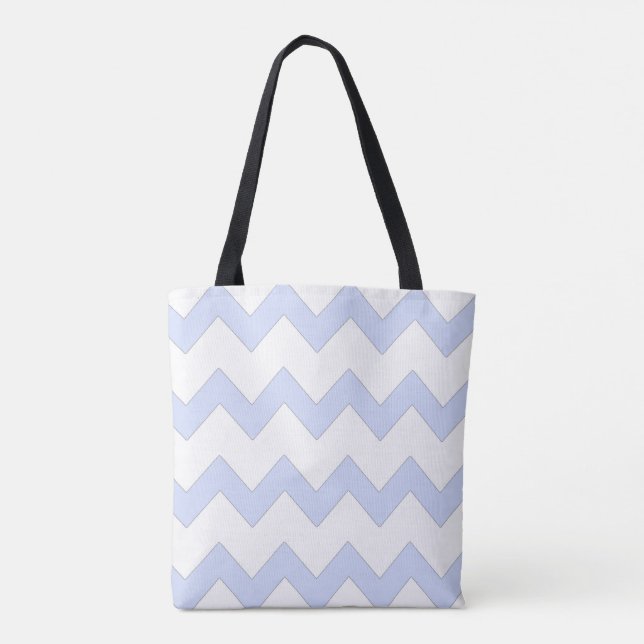 Chevron zigzag design blue white tote bag (Back)