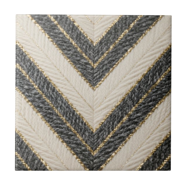 Chevron Zigzag Glam Pattern Tile (Front)