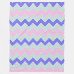 Chevron zigzag ice blue pink cobalt fleece blanket