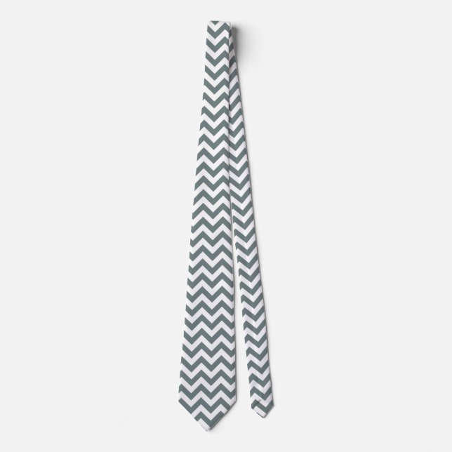 Chevron Zigzag Lines Dull Silver Tie (Front)