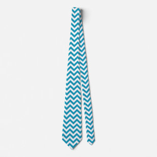 Chevron Zigzag Lines Teal Tie