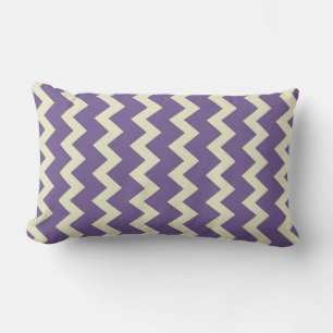 Chevron zigzag natural pale green bright purple lumbar cushion