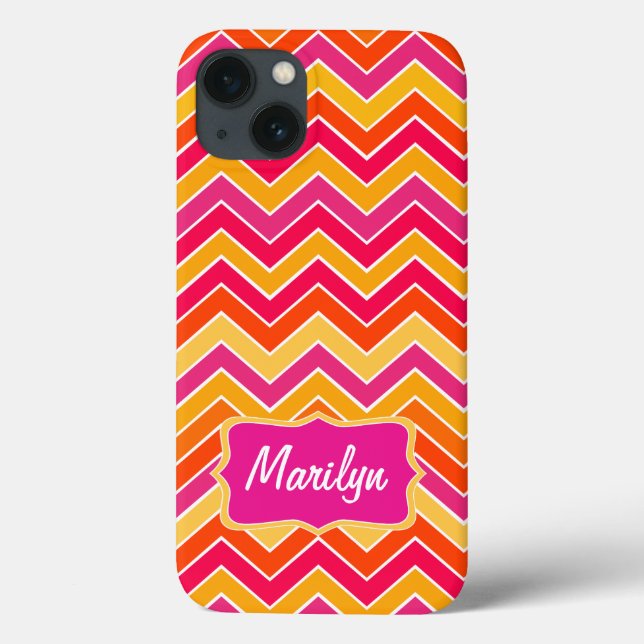 Chevron zigzag pattern colourful pink ipad case (Back)